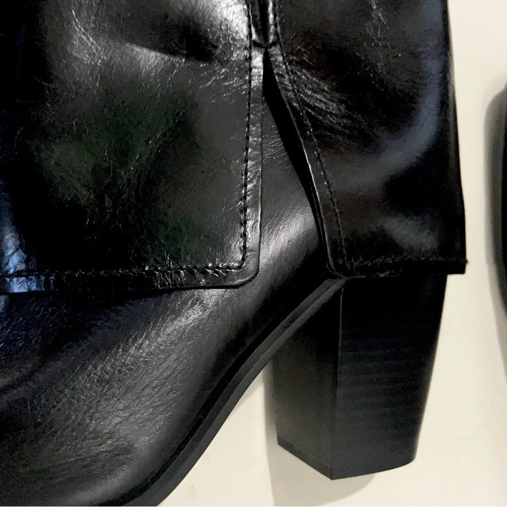 Vince Camuto NWOT Alolison Mid-Calf  heeled boots  leather size 9 Black - Picture 10 of 14